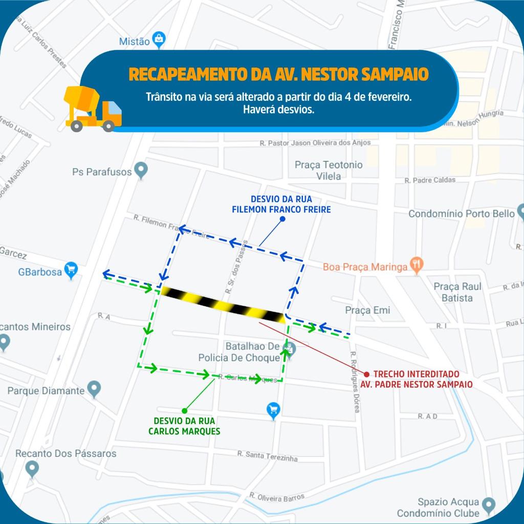 Obra de recapeamento na Nestor Sampaio altera trânsito na região a partir da terça, 4 - SMTT Aracaju